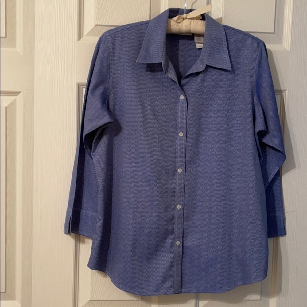 Liz Claiborne Non-Iron Blue Blouse Size 10